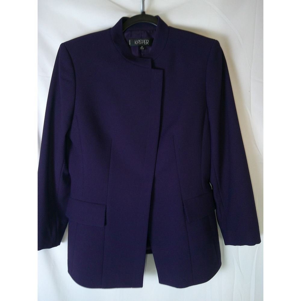 Kasper Petite Purple Textured Collarless Blazer Jacket Women's Size 8P